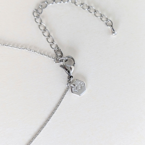 Touchstone Crystal by Swarovski TCS Silver Tone White Pave Ball Pendant Necklace - Picture 4 of 8